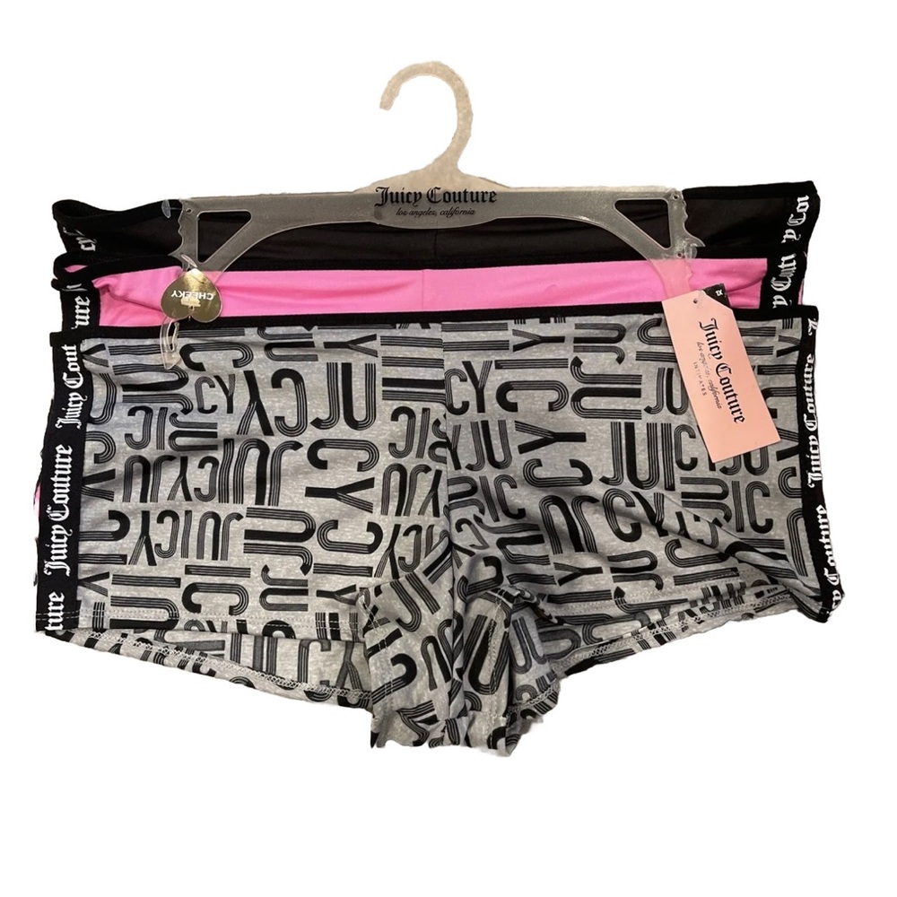 Juicy Couture 3-Pck Women Boyshorts Underwear Panties Polyester Blend Plus Size